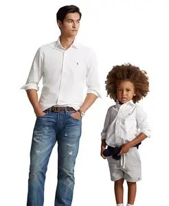 Коллекция мужских и мальчиковых хлопковых рубашек Oxford Polo Ralph Lauren, синий