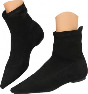 Женские плоские ботильоны до щиколотки 2025 с заостренным носком, элегантные короткие ботинки из замши на осень и зиму, с противоскользящей подошвой, тянущиеся, легкие и удобные, классические винтажные балетки, повседневная западная обувь Generic, Black