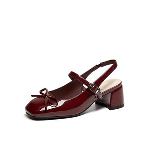 DAPHNE Блок каблук Мэри Джейн туфли 5,5 см женские красные, цвет Red