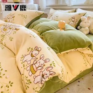 Yalu Пододеяльник 200х230 см из молочного велюра, двусторонний флис, цвет Mengtu Gou