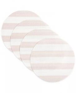 Набор из 4 салфеток в полоску для дома и улицы Basics Cabana Stripe, двусторонние, круглые, 15 дюймов Town & Country Living, бежевый