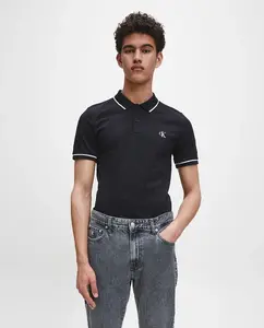 Мужское тонкое черное пике-поло Calvin Klein Jeans, черный