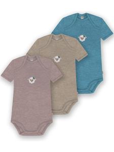 Normani Outdoor Sports Комплект из 3 детских боди с коротким рукавом из мериносовой шерсти, цвет Тауранга, синий/бежевый/розовый