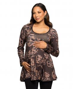 Женская туника с длинными рукавами для беременных 24seven Comfort Apparel, Brown Multi