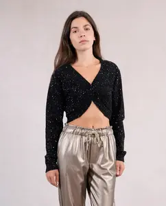 Женское болеро с длинными рукавами и блестящими деталями Molly Bracken, черный