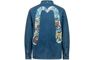 Рубашка мужская джинсовая синяя Evisu, синий