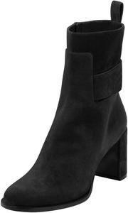 Женские ботильоны FYS с округлым носком, на массивном среднем каблуке, с боковой молнией и заклепками, модная повседневная обувь для улицы, размеры 4-16 US, Black