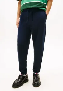 Спортивные брюки-джоггеры из флиса с линейным логотипом и завязками. Tommy Jeans, Dark Night Navy