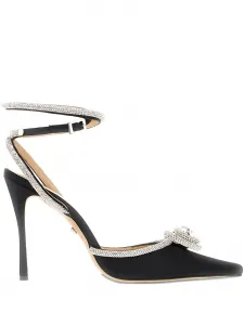 Туфли на каблуке из кожи, украшенные кристаллами MACH & MACH, черный