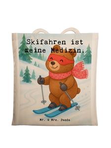 Mr. & Mrs. Panda Сумка-шоппер с изображением кролика, катающегося на лыжах, и надписью белого цвета