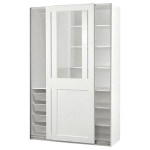 Гардероб PAX/GRIMO IKEA, 150x66x236 см, цвет white/clear glass white