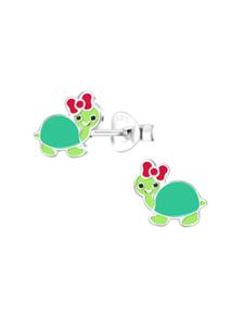 Alexander York Серьги-гвоздики "Черепаха с бантиком" из серебра 925 пробы, комплект из 2 штук