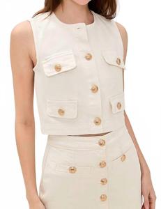 Сахарная пуговичная жилетка в технике овердай натуральный BLANKNYC