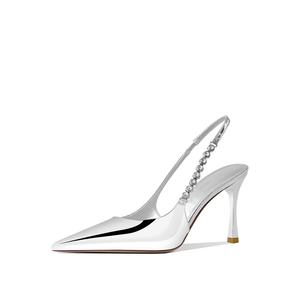 Женские туфли на тонком каблуке, серебристые Beijiani, Silver