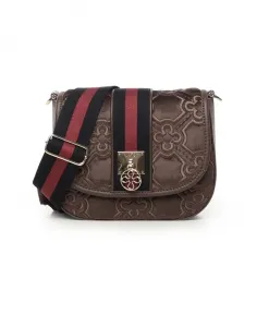 Вышитая бархатная сумка через плечо бежевого цвета V73, бежевый