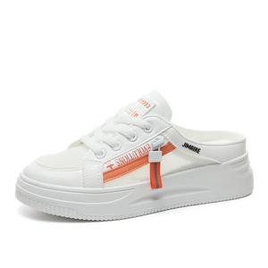 King Jinmai Женские противоскользящие тапочки с закрытым носком бело-оранжевые, цвет White Orange