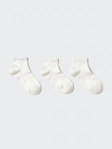 Короткие носки с махровой подошвой и полосой (3 пары) Uniqlo, 01 off white