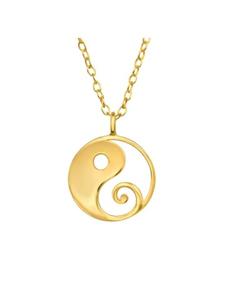 Alexander York Колье с подвеской Инь-Ян из золота, изготовленное из серебра 925 пробы, в золотой оправе из двух частей