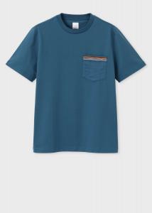 Футболка с коротким рукавом и фирменными полосками и карманом