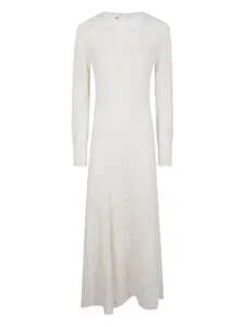 Платье миди с длинными рукавами из ажурной вязки D.Exterior, белый