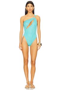 Асимметричный боди с вырезом в виде кольца Luli Fama, aqua