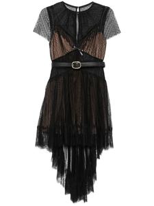 Мини-платье из сетки с узором в горошек Self-Portrait, черный