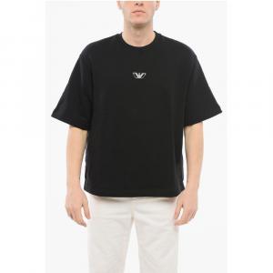 Толстовка EMPORIO с короткими рукавами и круглым вырезом с прорезиненной отделкой L Armani, Black