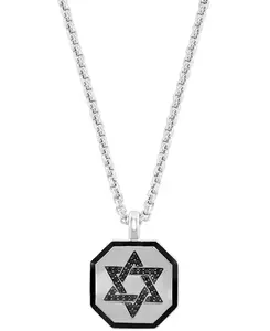 Мужское ожерелье Effy с подвеской в виде звезды Давида, черной шпинелью (1/6 карата) и черной эмалью, 22 дюйма, из стерлингового серебра Effy Collection, silver