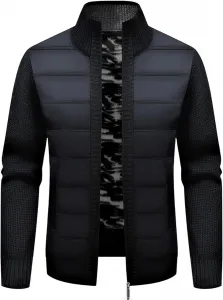 Мужской вязаный стеганый кардиган Casual Slim на молнии с мягкой фланелевой подкладкой и карманами