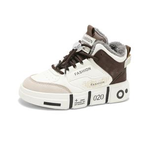 Нескользящие теплые высокие детские кроссовки для повседневной носки TONYBEAR, бежевый/коричневый