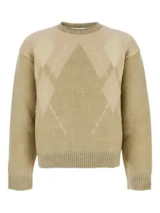 Джемпер с круглым вырезом и ромбовидным узором Coor, бежевый