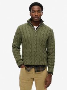 Джемпер Jacob с кабельным узором и полузастежкой Superdry, Moss Green