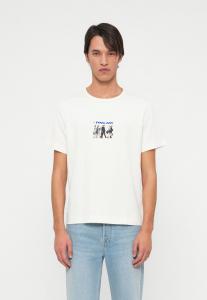 Футболка Selected Homme SLHDAN PANAM O NECK TEE, Egret/Light-Blue Denim