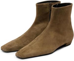 Женские ботильоны YDN с закрытым квадратным носком, низким массивным каблуком, боковой молнией, для работы, офиса и вечеринок, размер 4-16 US, Olive