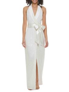 Платье-футляр с шалевым воротником и пайетками Eliza J, слоновая кость