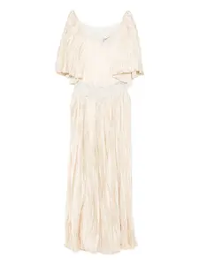 Кружевное платье с оборками Rochas, слоновая кость