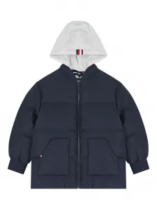 Стёганая куртка с капюшоном и вышивкой в виде флага Tommy Hilfiger Junior, синий
