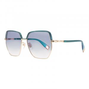 Furla Асимметричные солнцезащитные очки унисекс зеленого цвета, Gold