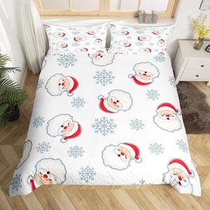 Erosebridal Комплект постельного белья с новогодним принтом белые снежинки Санта Клаус, Multi 7