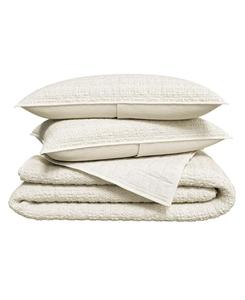 Комплект из 3 предметов: стеганое одеяло из 100% хлопка с сотовой вафельной текстурой, обработанное методом стирки Linery & Co, Natural, King