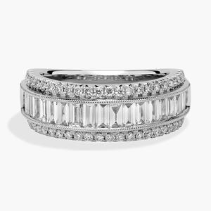 Обручальное кольцо ZAC ZAC POSEN Luxe Triple Row Baguette & Pavé с бриллиантами из 14-каратного белого золота (7 мм, 1 1/2 карата) Blue Nile