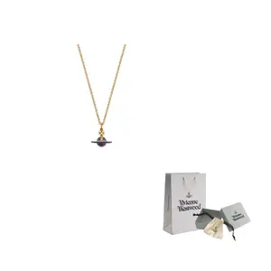 Vivienne Westwood Латунное ожерелье Women's Purple Ball/Gold Chain