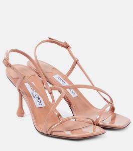 Сандалии из лакированной кожи Etana 80 Jimmy Choo, Light Clay Pink