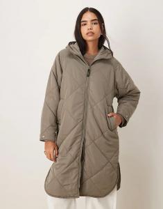 Стеганая куртка с капюшоном JJXX Sienna бежевого цвета