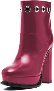 Женские ботильоны FOWT с круглым носком, перфорацией, платформой и массивным высоким каблуком, на резинке, для вечеринок и танцев, размеры 4-16 US, Violet Red