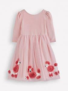 Детское платье для праздника из велюра и тюля Mini Boden, Chalk Pink Poodles