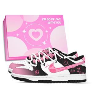 Nike Скейтерские кросcовки Dunk Peeking нескользящие износостойкие низкие унисекс розовый черный белый - розовый черный белый, цвет Pink Black White