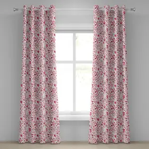 Штора ABAKUHAUS Love с люверсами, рисунок в стиле каракули с изображением сердец ко Дню святого Валентина, встреч, помолвок, медового месяца, стрелок, декоративная, двухпанельная, 280 см x 225 см, цвет: пурпурный, белый, рубиновый Abakuhaus