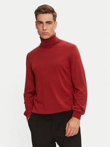 Свитер с высоким воротником приталенного кроя Boss, красный