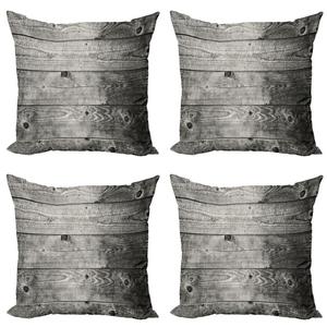 ABAKUHAUS Темно-серый комплект чехлов для подушек (4 предмета), деревянные доски омбре, современная двусторонняя цифровая печать, 40 см x 40 см, черный бледно-серый